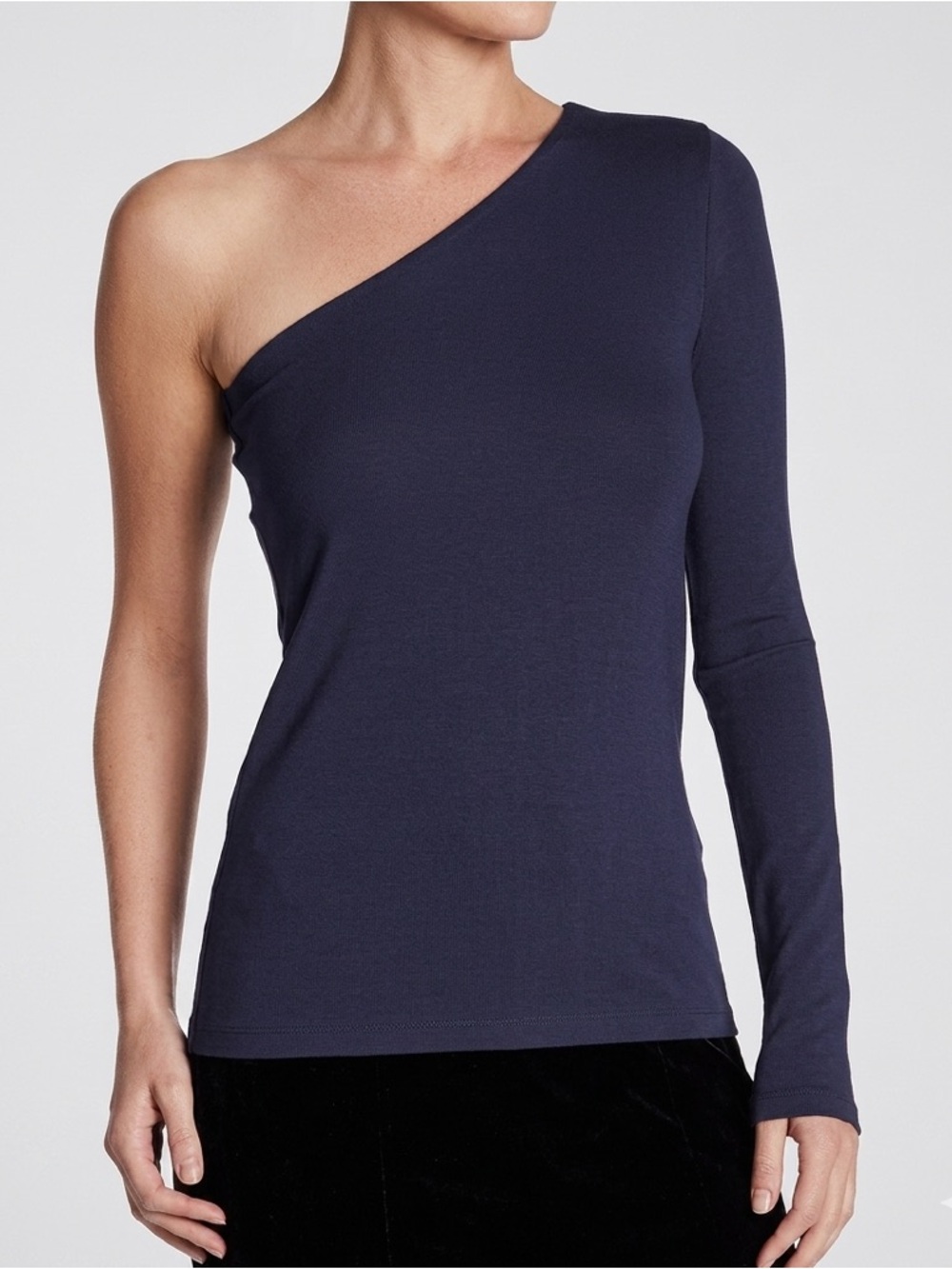 Theory Navy Blue One Shoulder Knit Top Size P Small